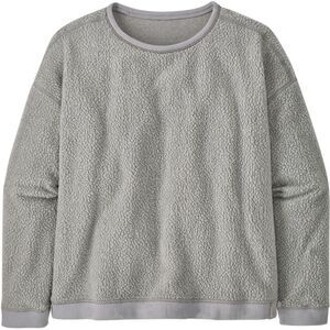 NWT Patagonia Women's Shearling Crew Fleece Reversible Sweatshirt in Salt Grey